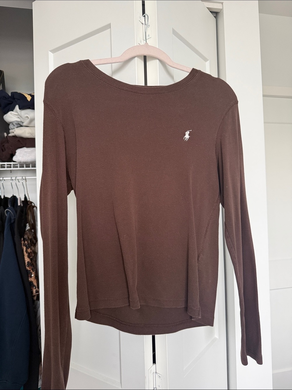 Ralph Lauren Chocolate Brown Long-Sleeve Crewneck Top